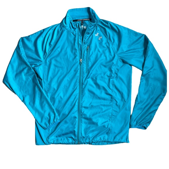 UNDER ARMOUR BRIGHT BLUE WINDBREAKER FULL ZIP JACKET SIZE MEDIUM - Picture 1 of 6